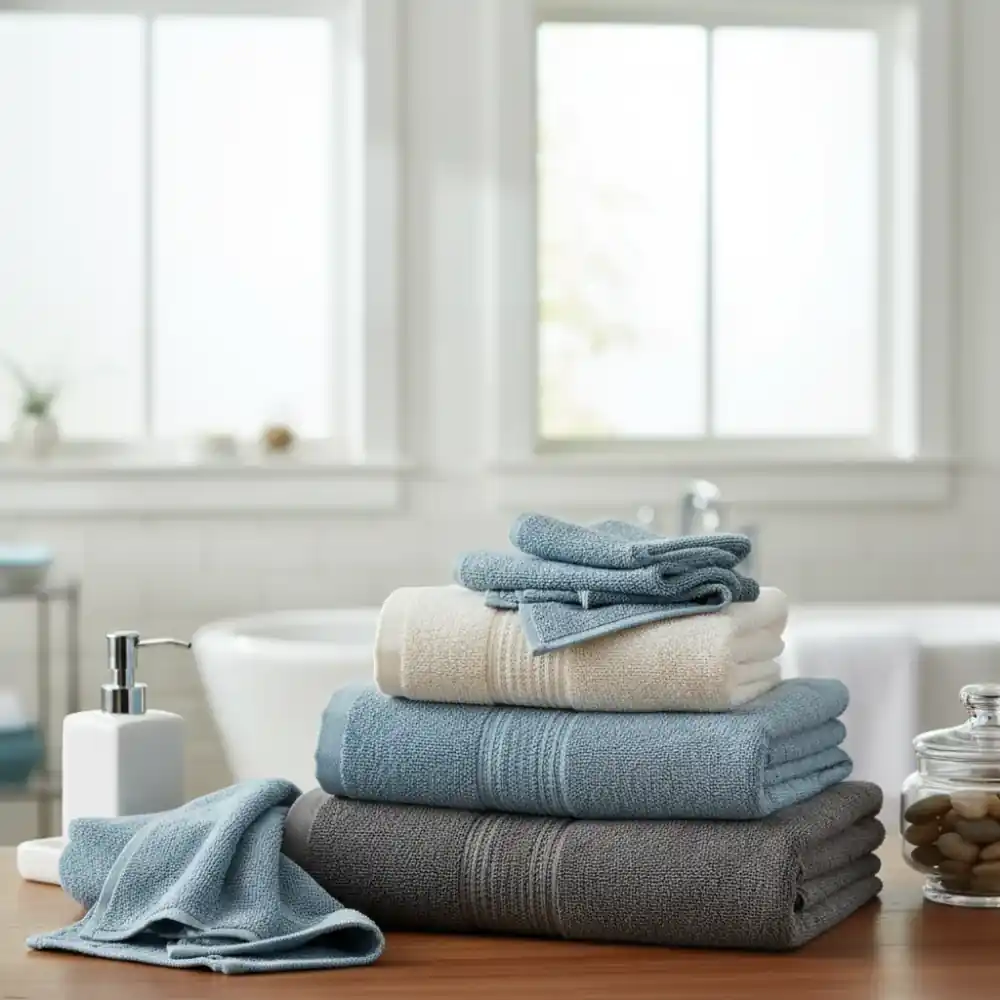 Stack of hand towels in a bathroom