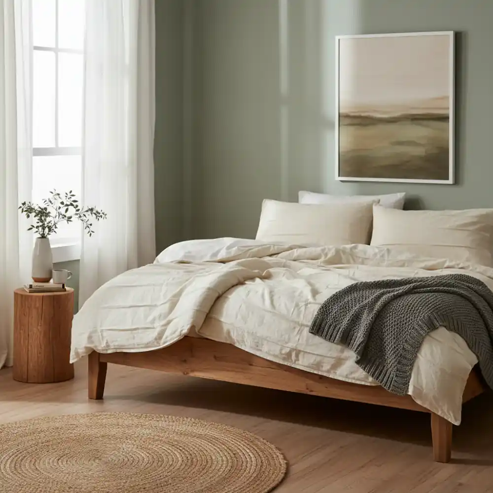 Neutral duvet cover set on a bed